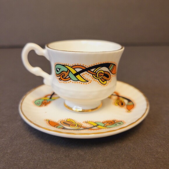 Celtic Royal Tara Fine Bone Ireland- Book Of Kells Mini Teacup With Saucer - Picture 2 of 9